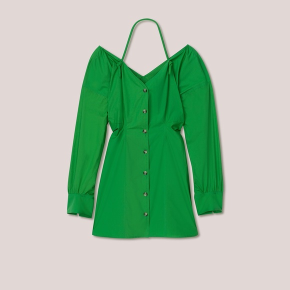 NWT Nanushka Long Sleeve Green Mini Dress size S - Picture 3 of 8